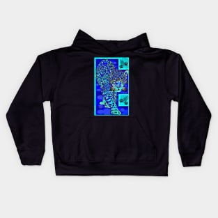 The leopard in blue Kids Hoodie